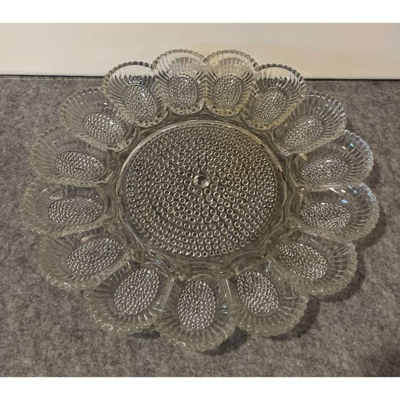 Vintage Indiana Glass Hob Nail Deviled Egg Platter #1289 - Picture 1 of 6